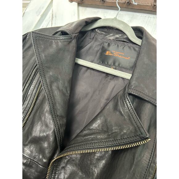 Men's Vintage Ben Sherman Genuine Leather Motorcycle Jacket Medium - Picture 6 of 12
